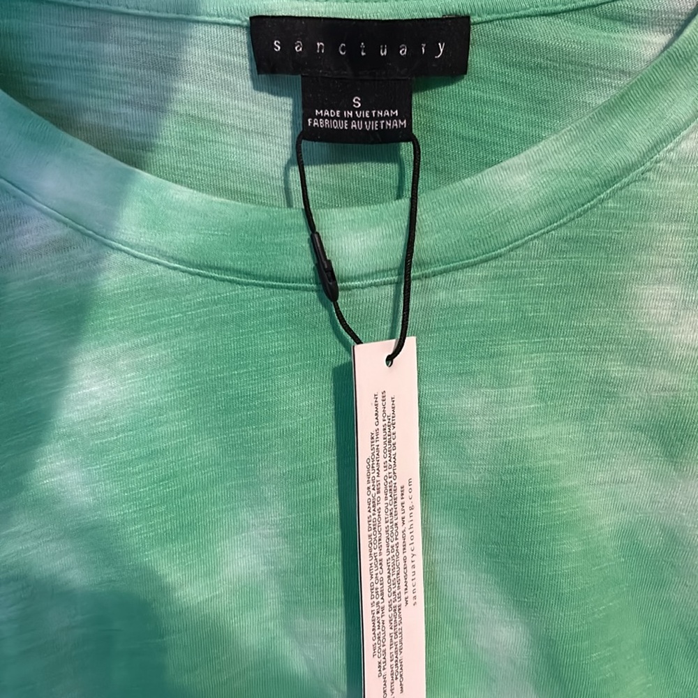 Sanctuary Perfect Knot Tie-Dye Green Tee Knotted Front Top Size S Anthropologie - Picture 6 of 7